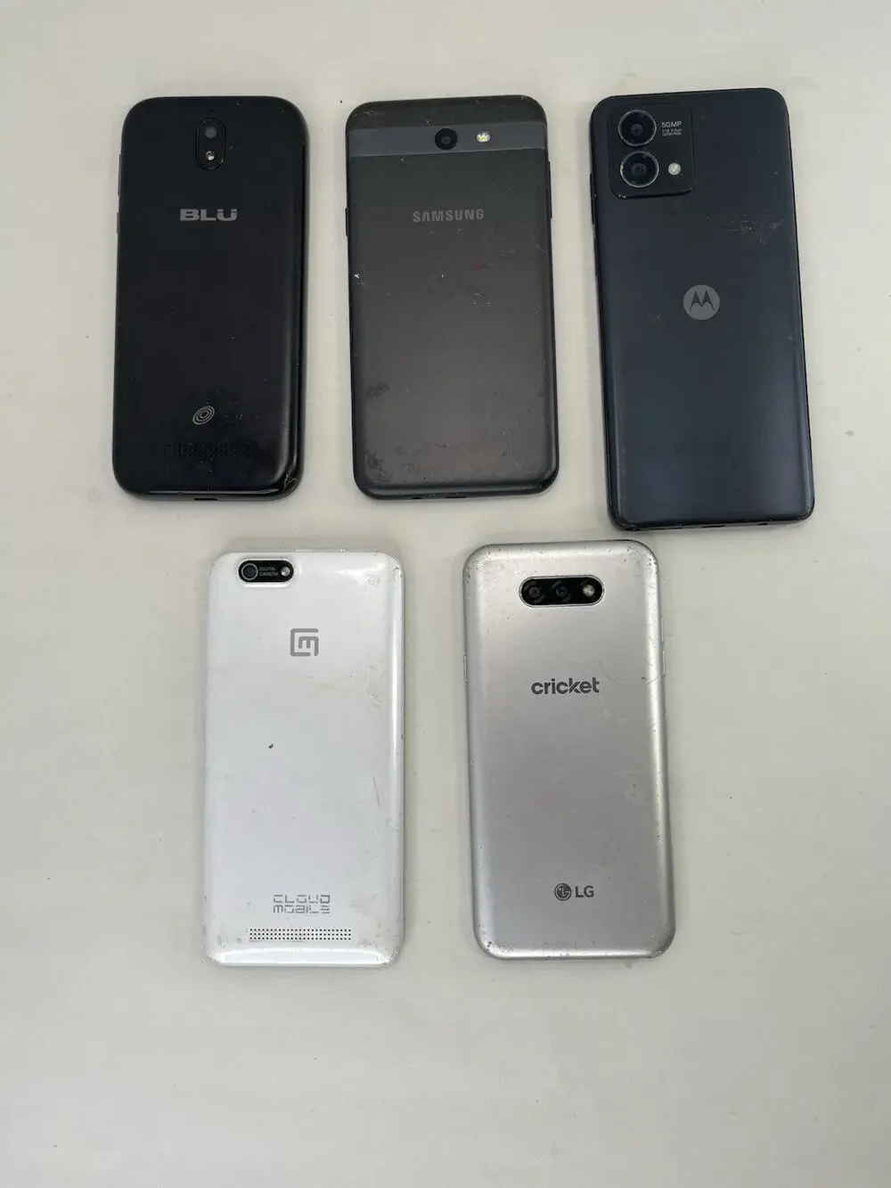 Lot of 6 Cracked Phones Motorola Samsung LG BLU - Parts